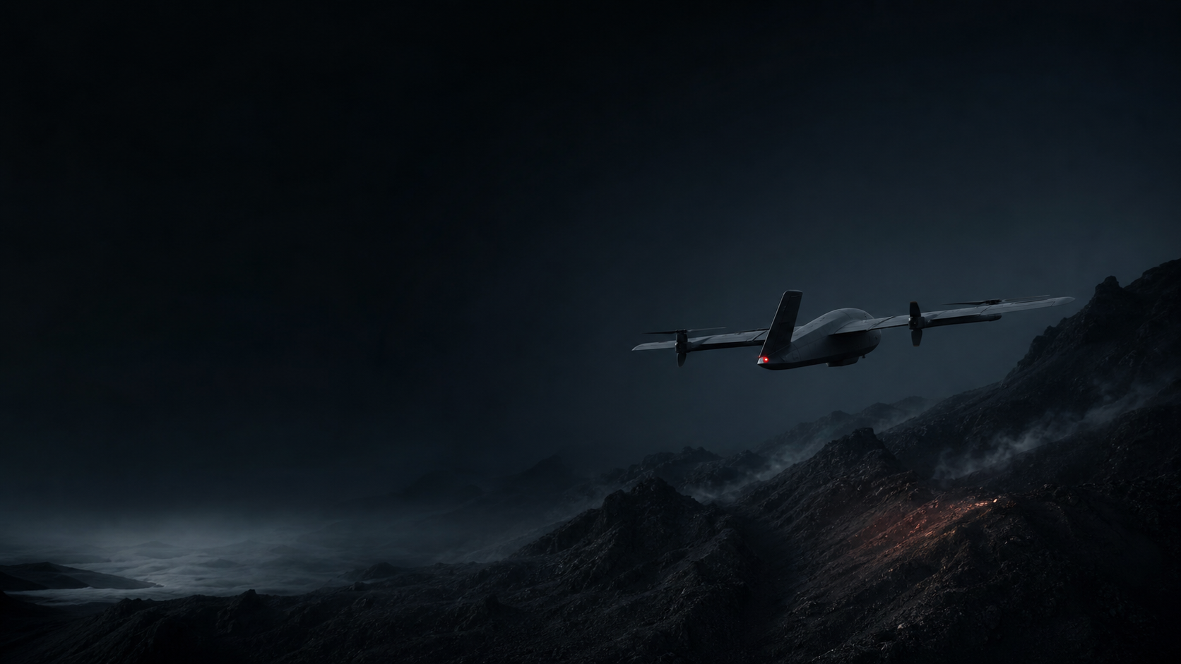 Aircraft over rugged terrain